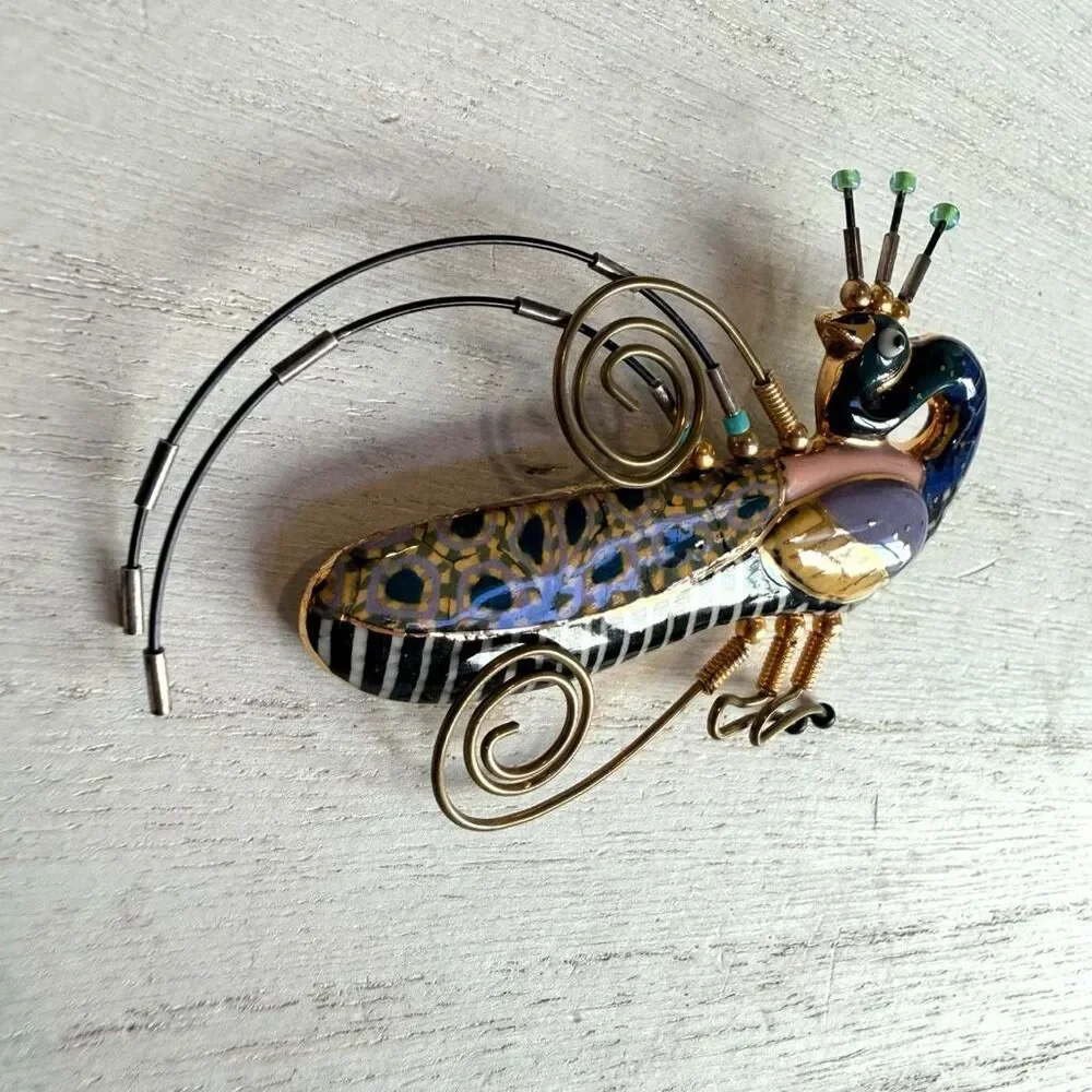 Jewelry 10 Whimsical Peacock Porcelain Art Brooch
